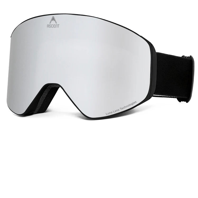 ski goggles magnetic lens Ascent HXO125 Road Trip Magnetic Lens Goggles Large/Mid/Narrow Silvery Chrome Mirror Luna Lens photo chromatic Lens for partly sunny to low light days